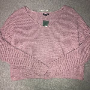 Sparkly Pink Cropped V-Neck Sweater